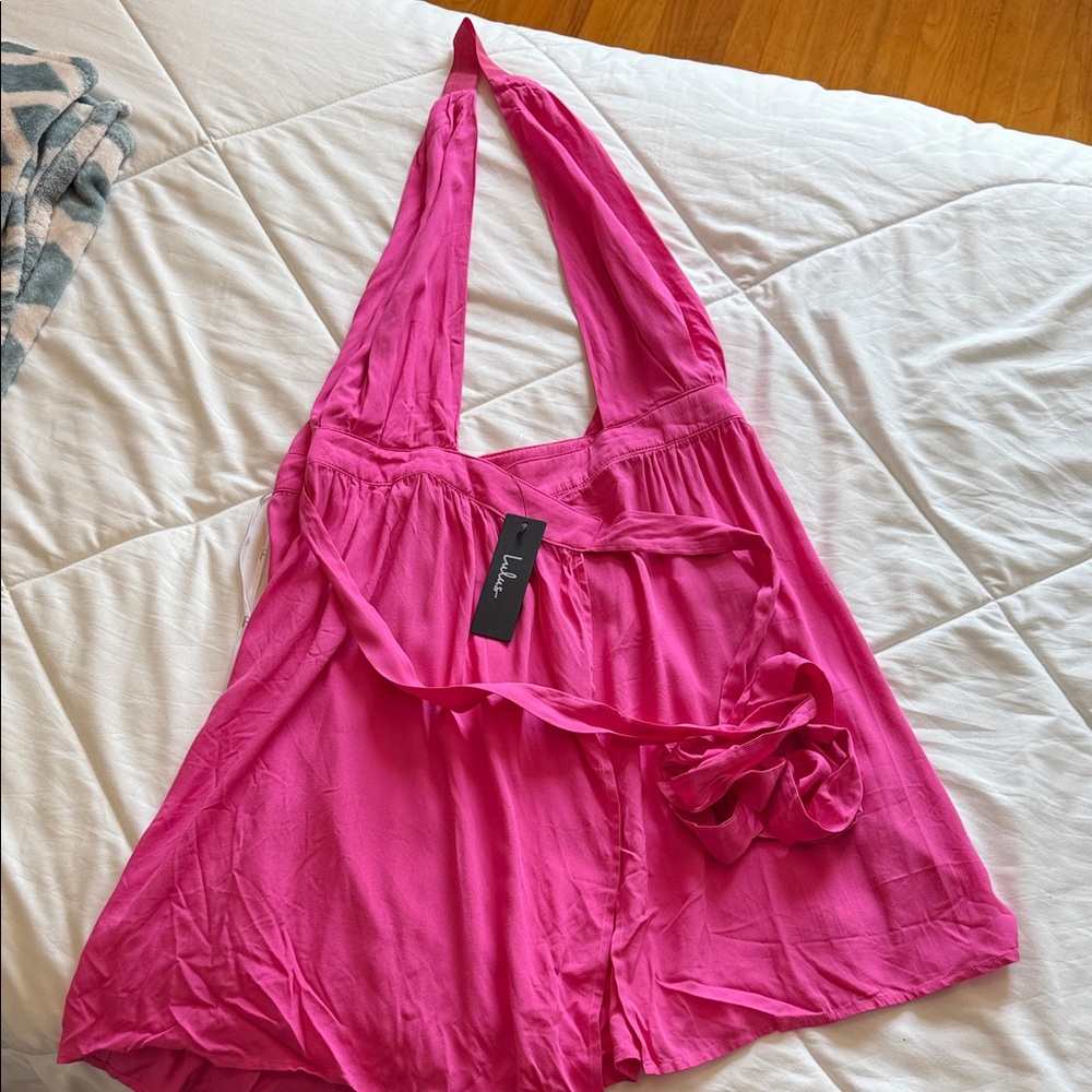 Lulu's Fuchsia Halter Mini Dress